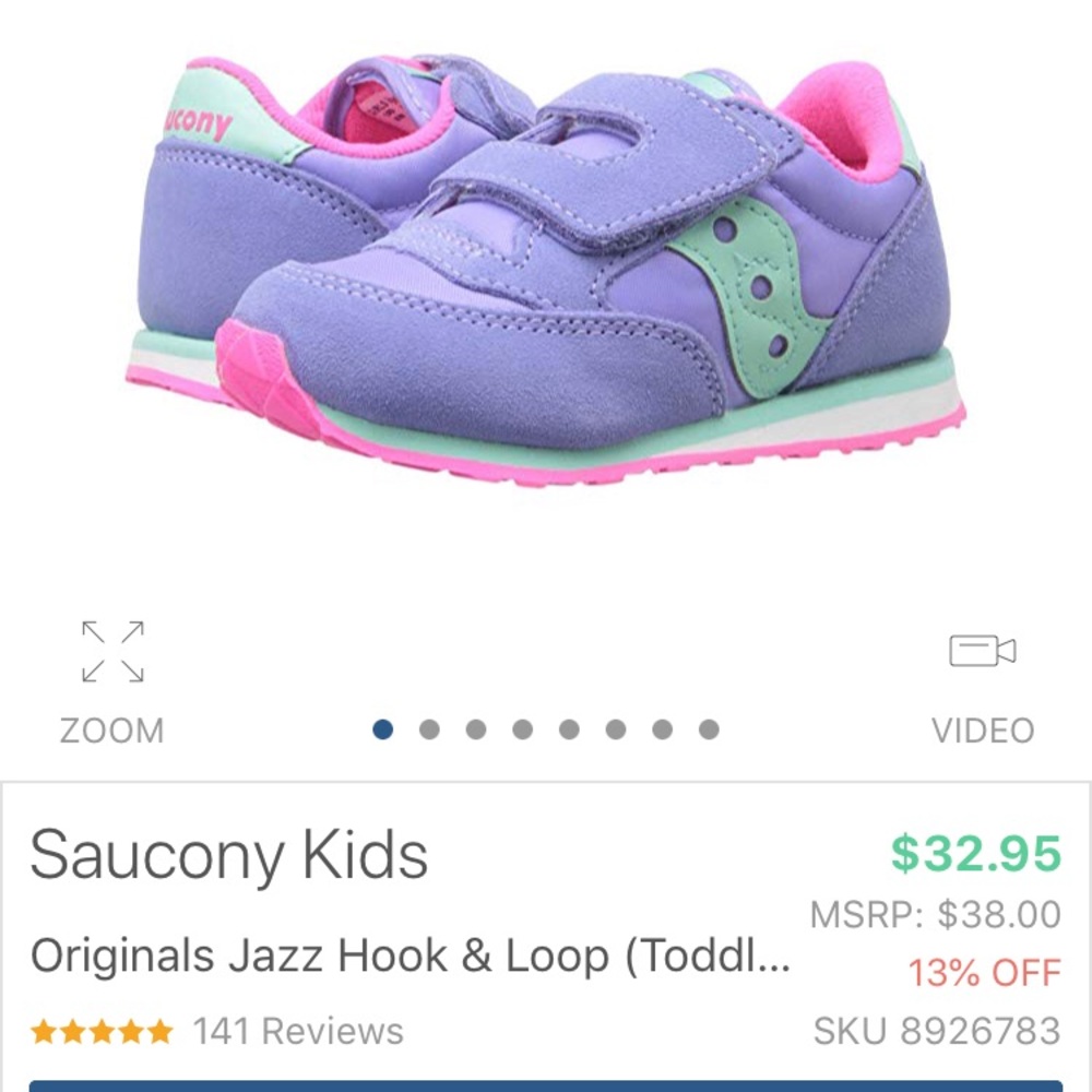 Used Baby Saucony—purple and green. Size 5.5